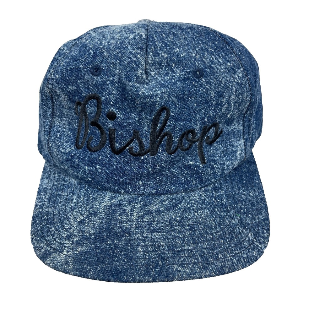 Vintage Park Avenue Bishop Coal Mine Trucker Hat 90s USA Blue Denim Strapback
